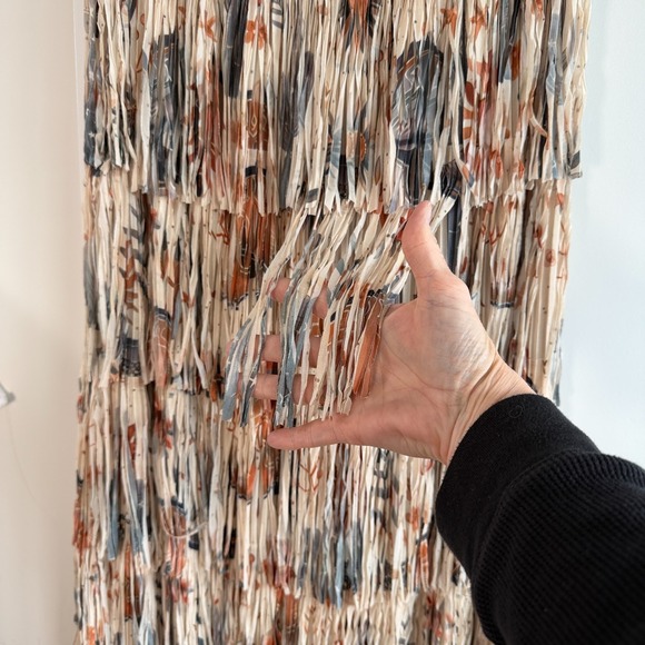 Western Print Tiered Fringe Midi Skirt Sz S-M Festival Coachella Statement Boho - Picture 4 of 10